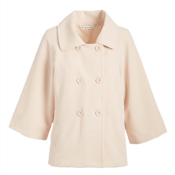 Jon & Anna Jackets & Blazers - Cream button up lined blazer jacket with 3/4 sleeve size Large
